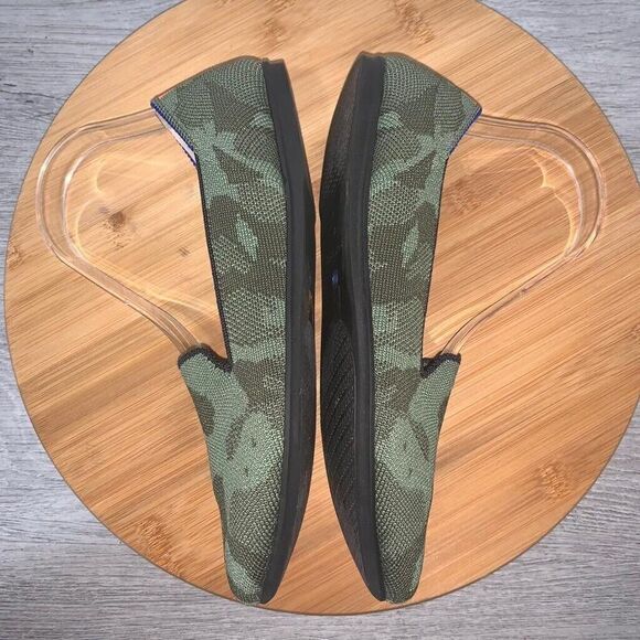 Rothys Womens 8 Olive Green Camo The Loafer Shoes Washable Knit Comfort Slip On - Picture 9 of 10
